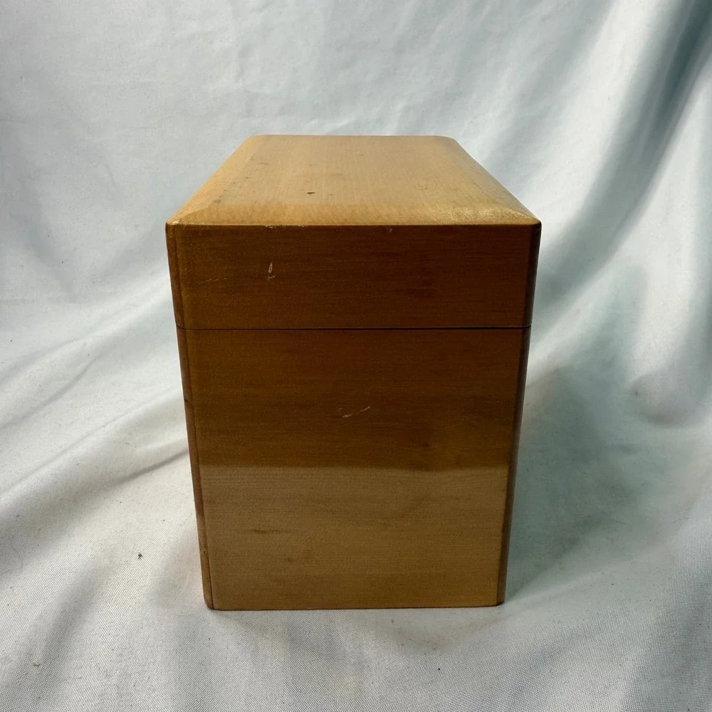 Vintage Wooden Recipe Box Hand Painted Rooster Farmhouse Kitchen Storage Brown